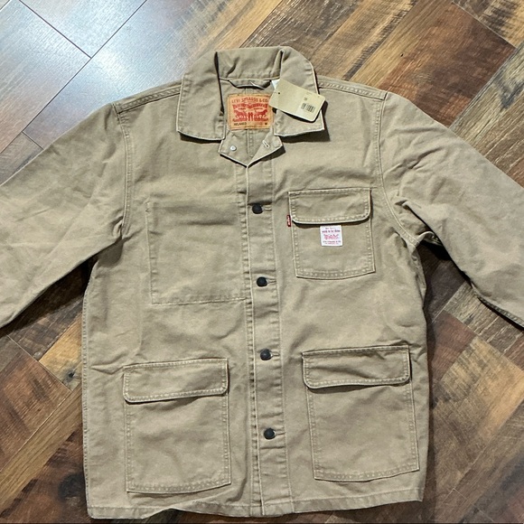 Levi's Broadway Engineer Coat - Beige Canvas Chore Jacket NWT - Medium - Picture 6 of 10